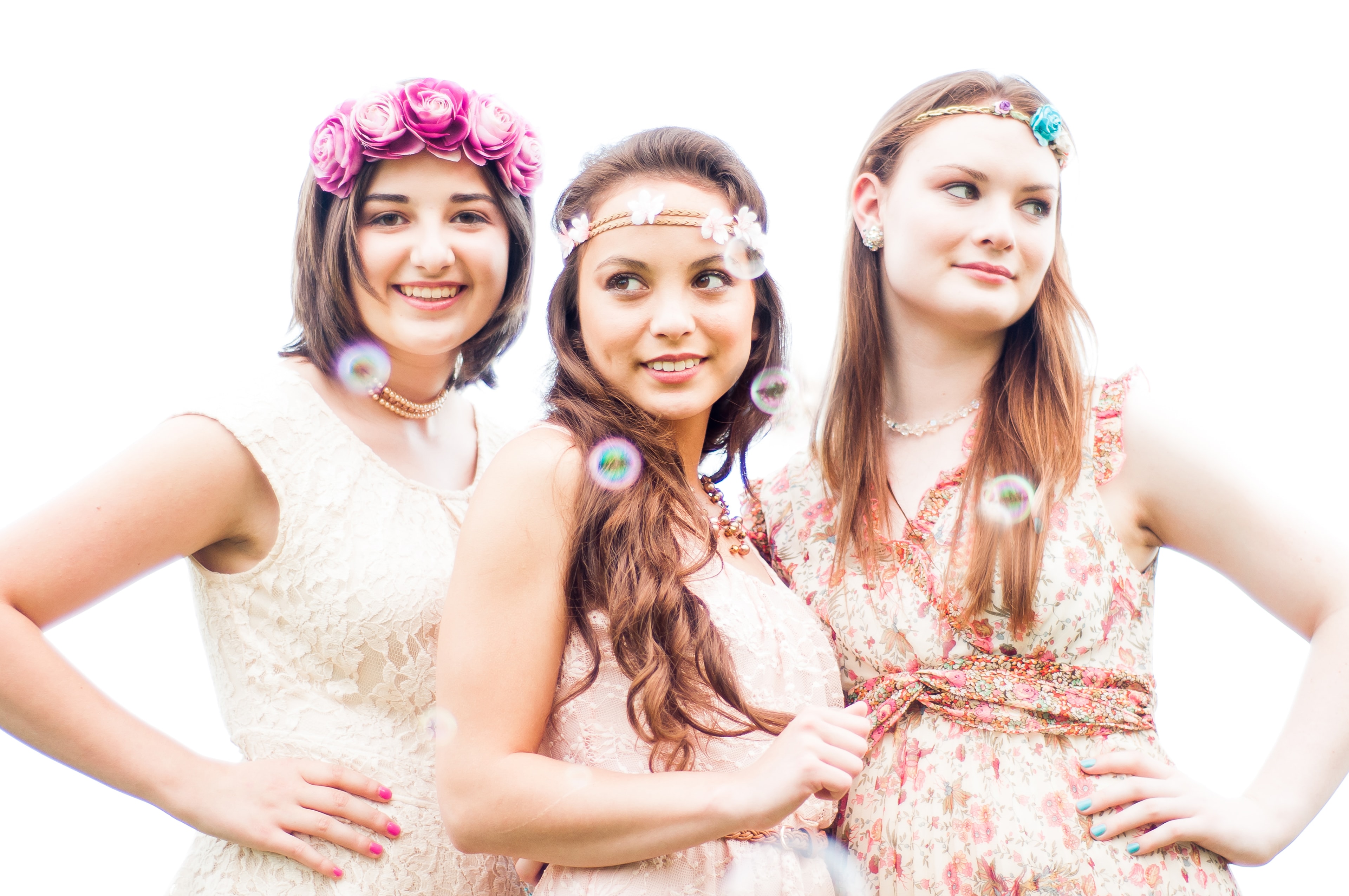 Senior portrait trio — floral crowns, Marietta Ohio senior photographer